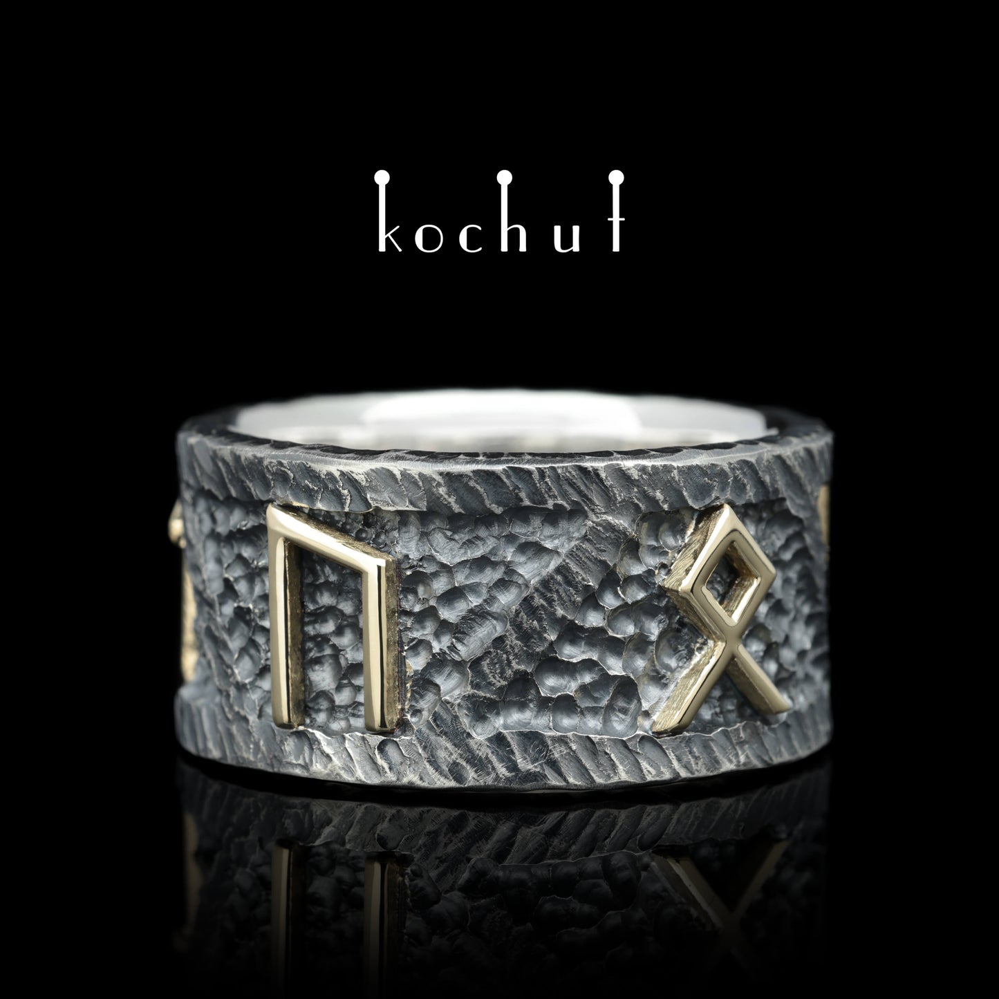 Runic Force — Ring aus oxidiertem Silber und Gelbgold