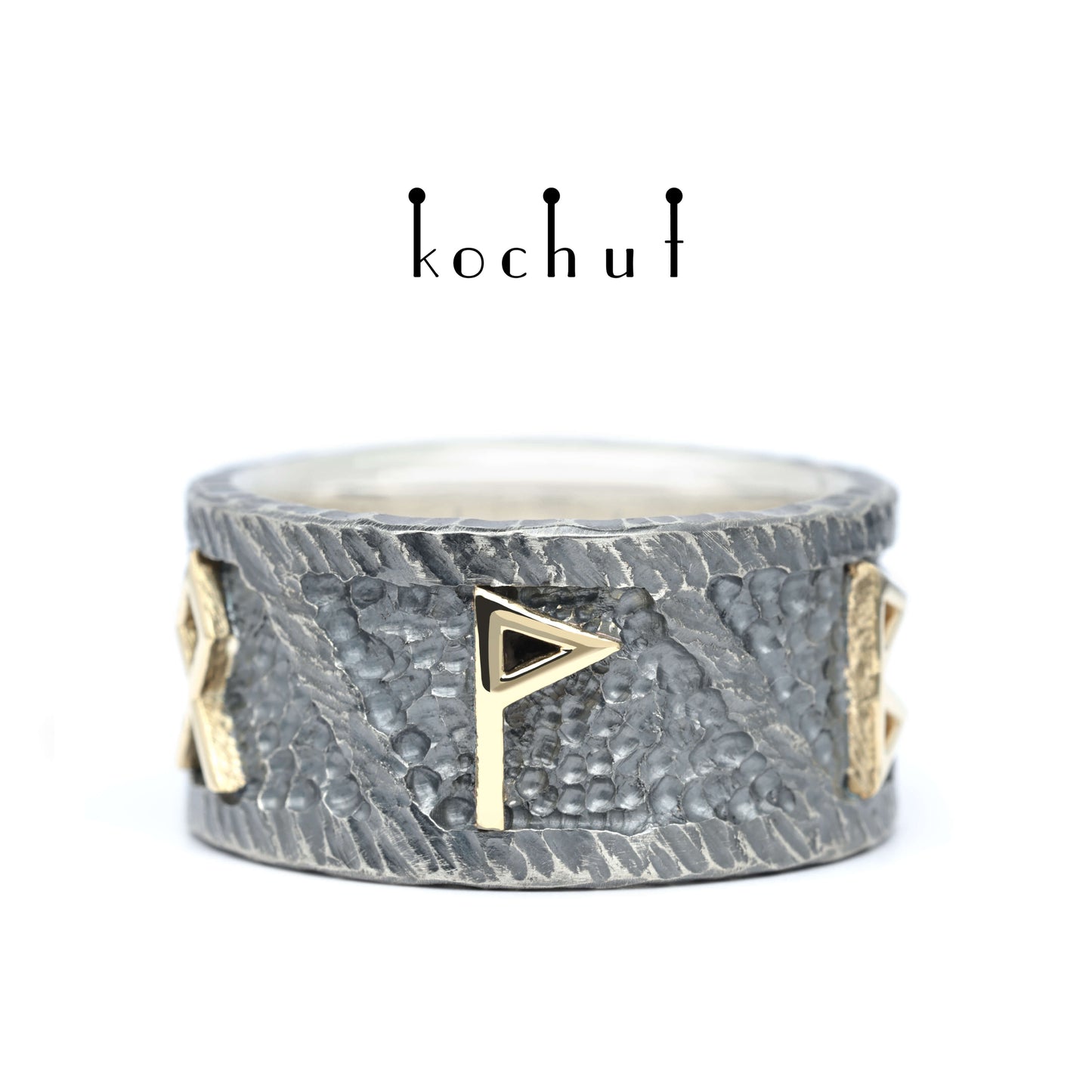 Runic Force — Ring aus oxidiertem Silber und Gelbgold