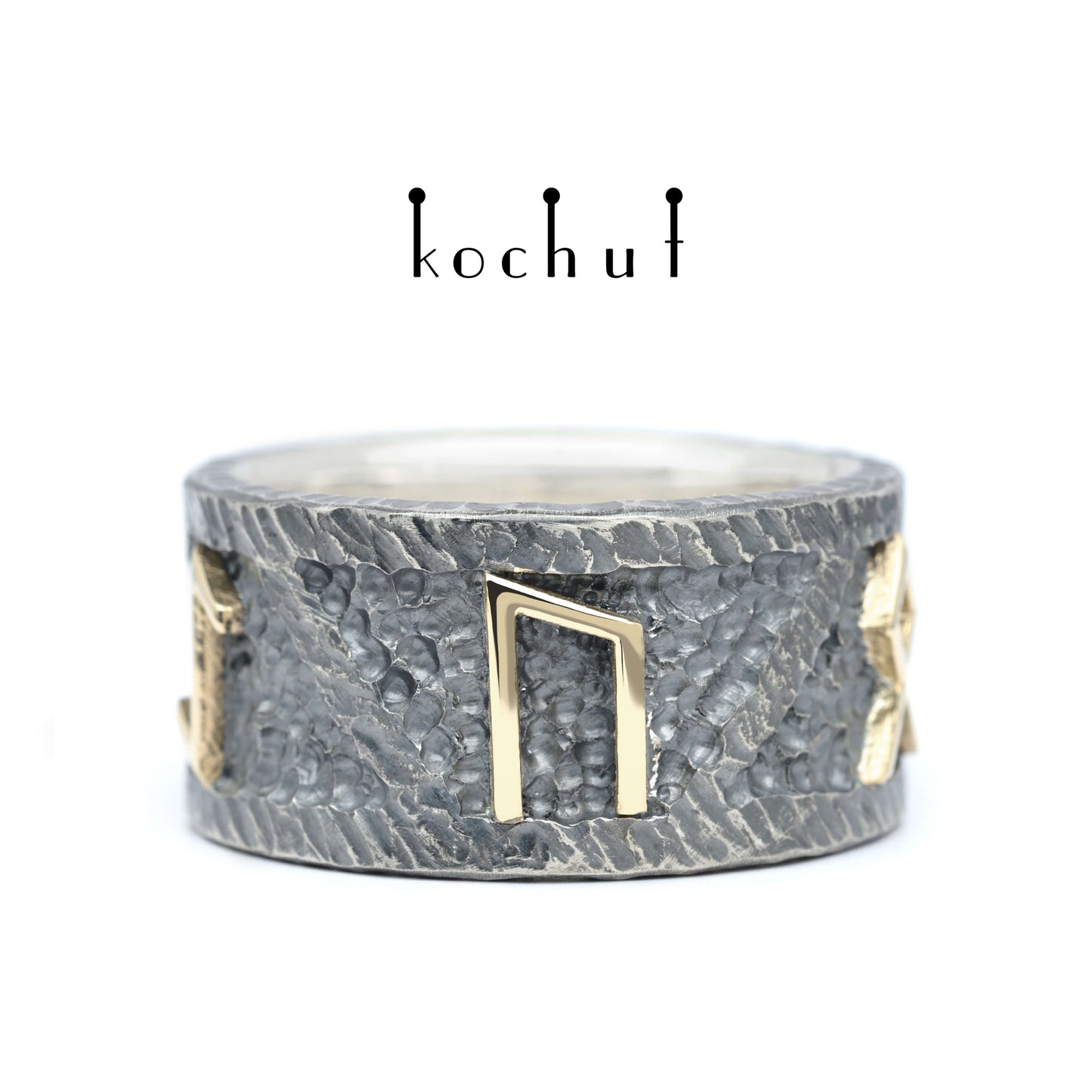 Runic Force — Ring aus oxidiertem Silber und Gelbgold