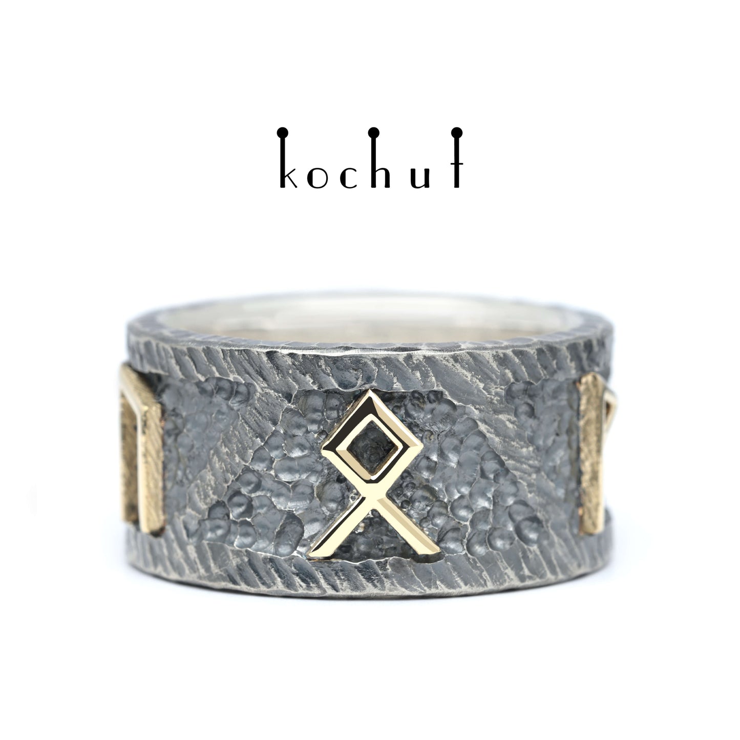 Runic Force — Ring aus oxidiertem Silber und Gelbgold