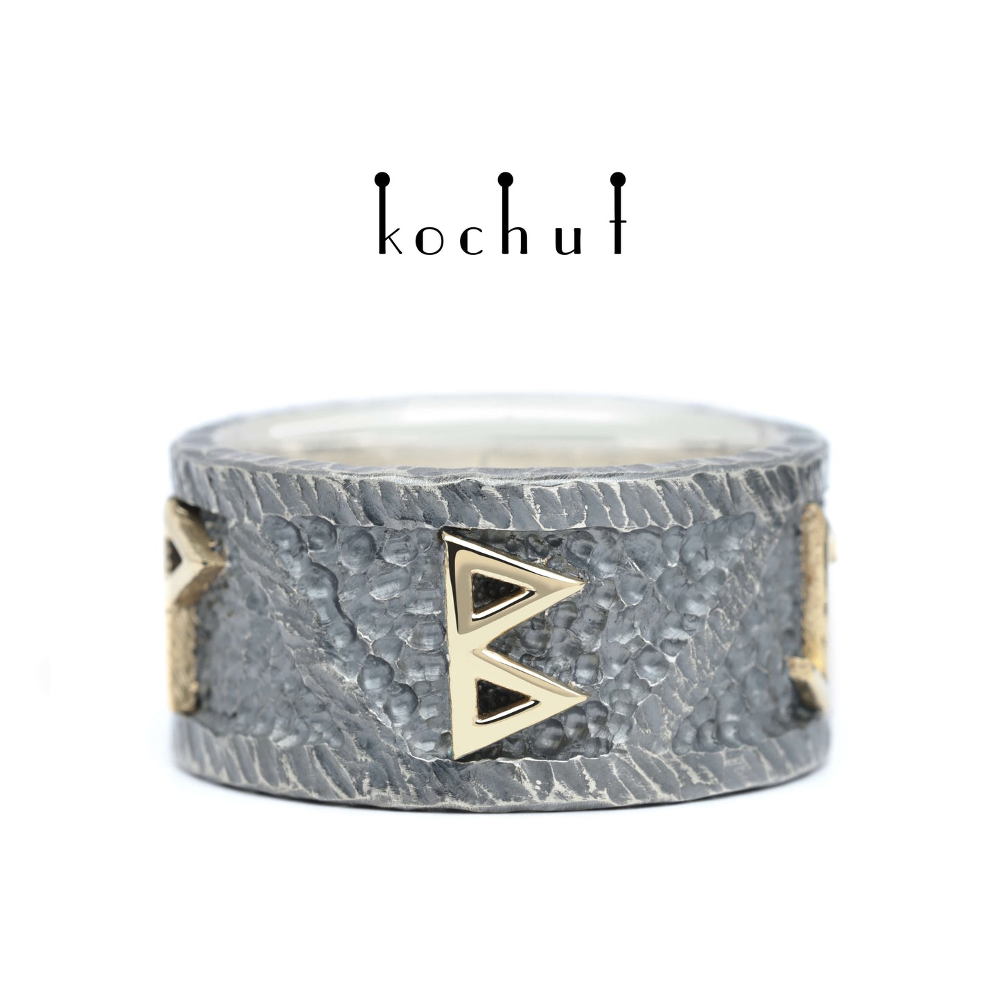 Runic Force — Ring aus oxidiertem Silber und Gelbgold