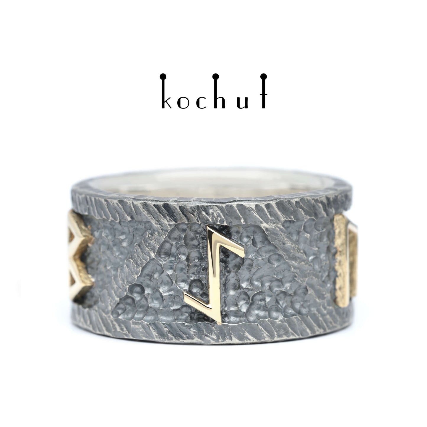 Runic Force — Ring aus oxidiertem Silber und Gelbgold