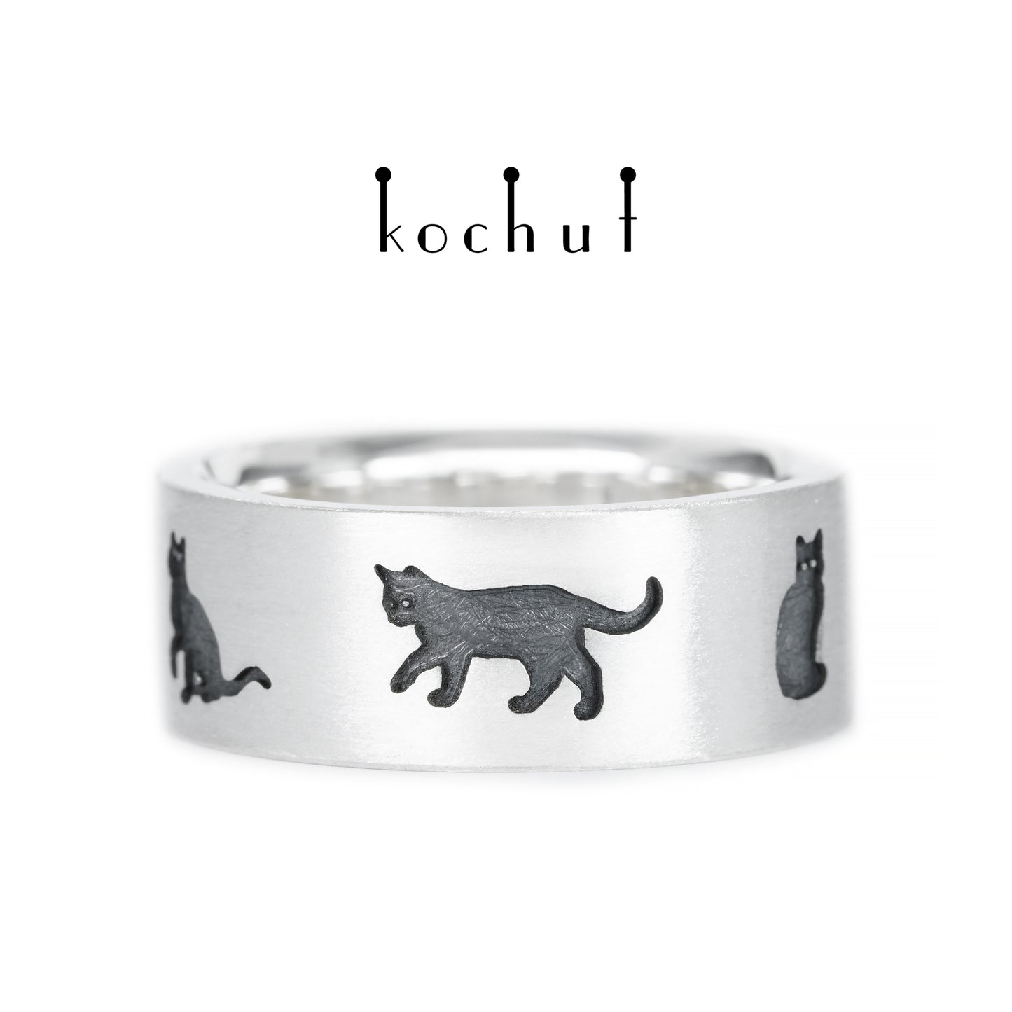 März-Katzen — Ring aus oxidiertem Silber