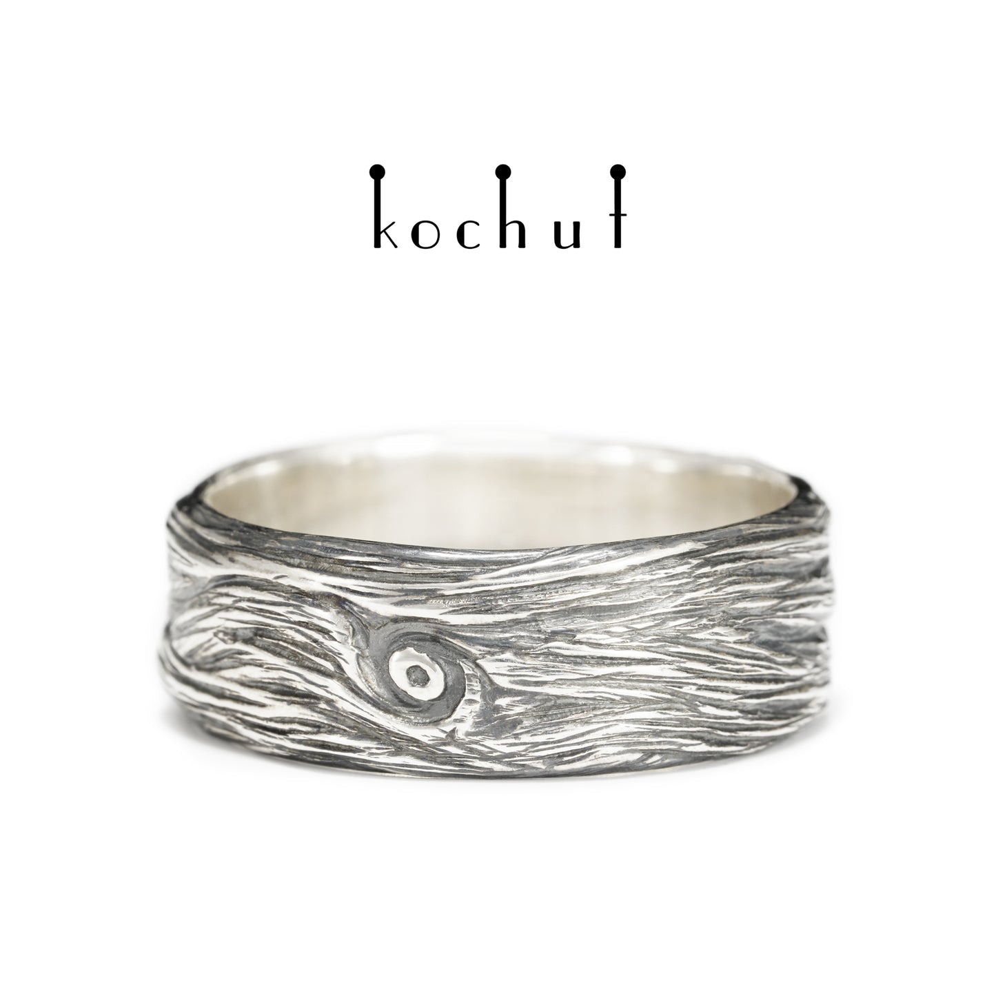 Holz — Ring aus oxidiertem Silber