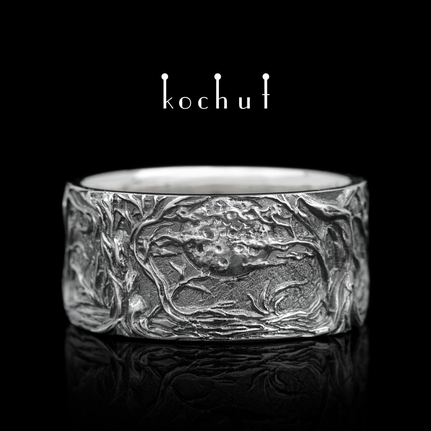 Wildschwein — silberner Ring mit schwarzem Rhodium