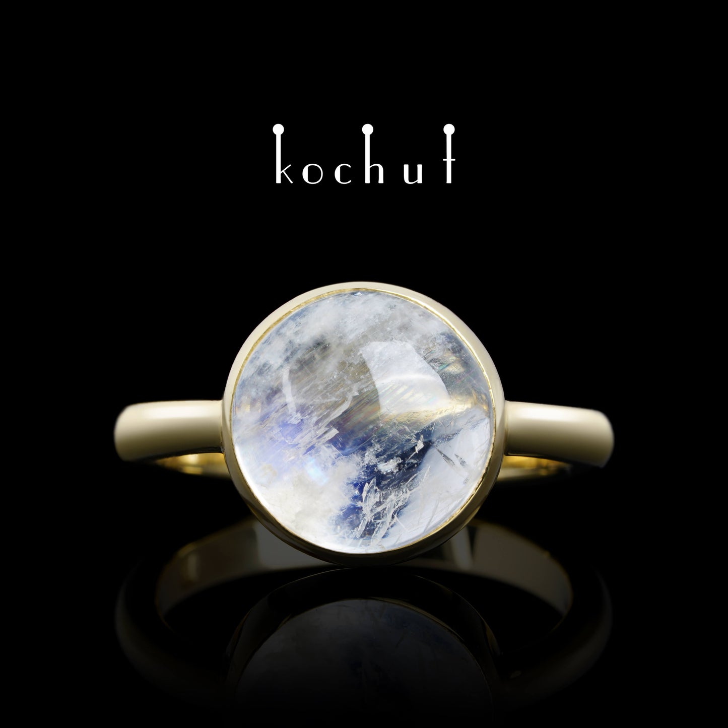 Supermoon — Ring aus Gelbgold mit Mondstein