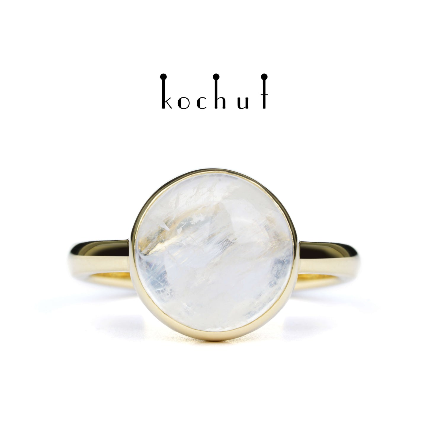 Supermoon — Ring aus Gelbgold mit Mondstein
