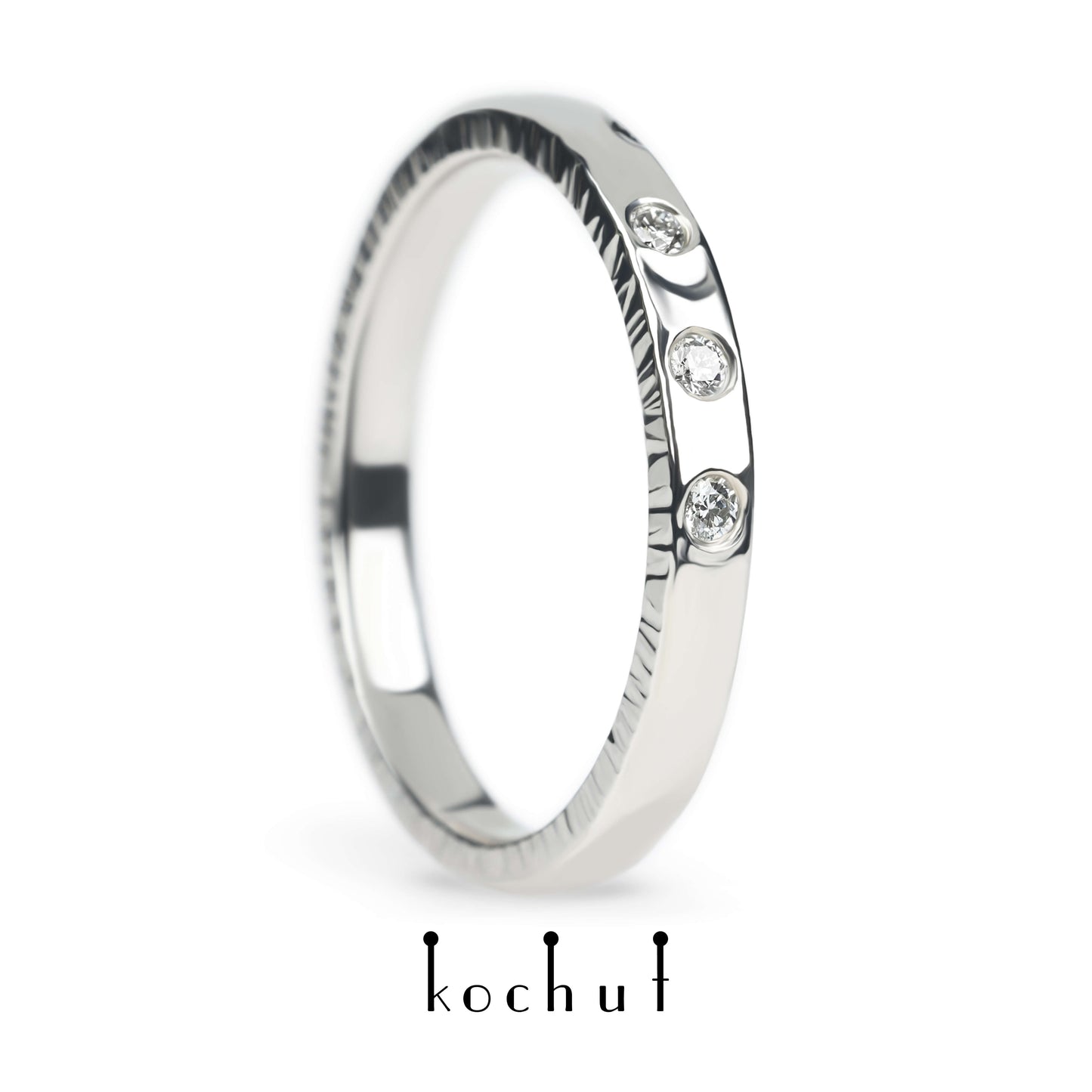 Tristar — Ring aus Weißgold mit Diamanten, überzogen mit weißem Rhodium