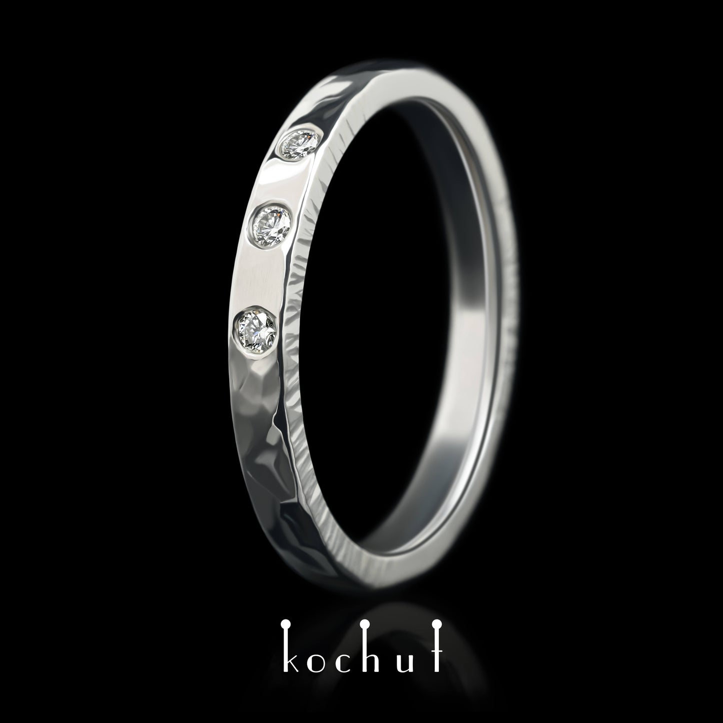Tristar — Ring aus Weißgold mit Diamanten, überzogen mit weißem Rhodium