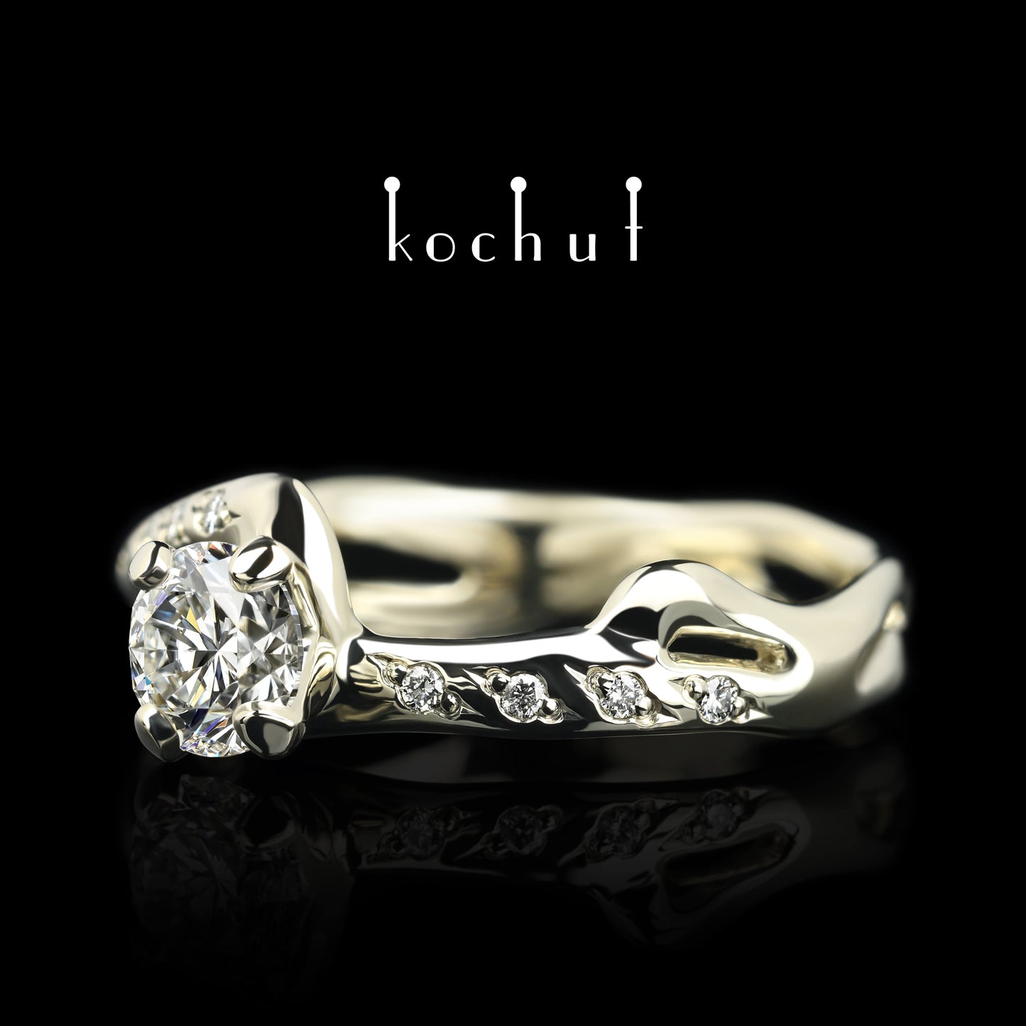 Mermaid — Weißgold-Verlobungsring mit Diamanten