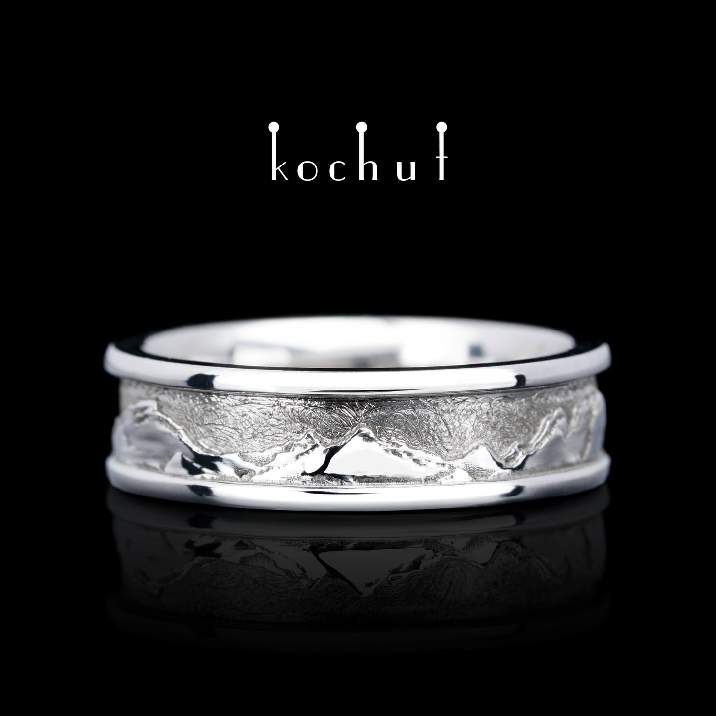Peaks of Love — Silberhochzeitssilberring, beschichtet mit weißem Rhodium