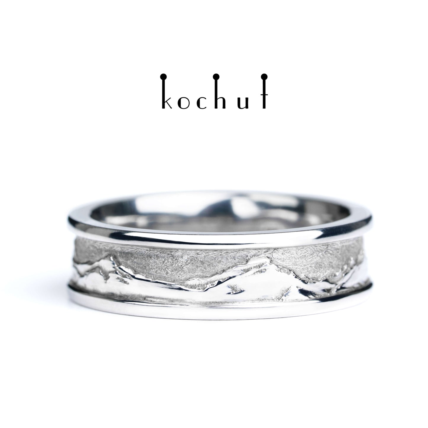 Peaks of Love — Silberhochzeitssilberring, beschichtet mit weißem Rhodium