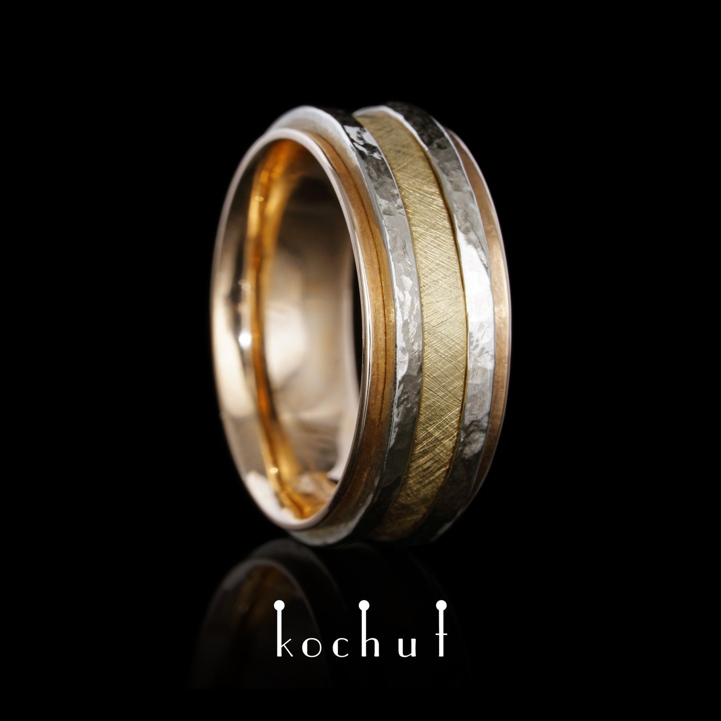 Lebensrad — Ehering aus Weiß-, Gelb- und Rotgold
