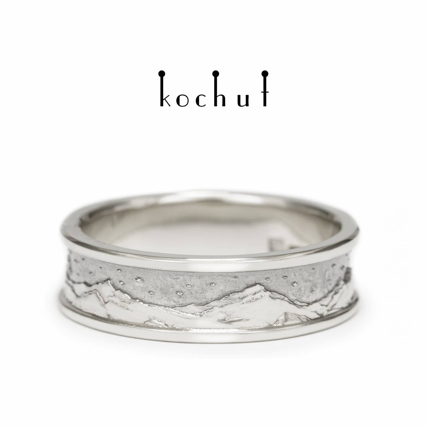 Höhen der Liebe: Sonne und Mond — Ehering aus oxidiertem Silber