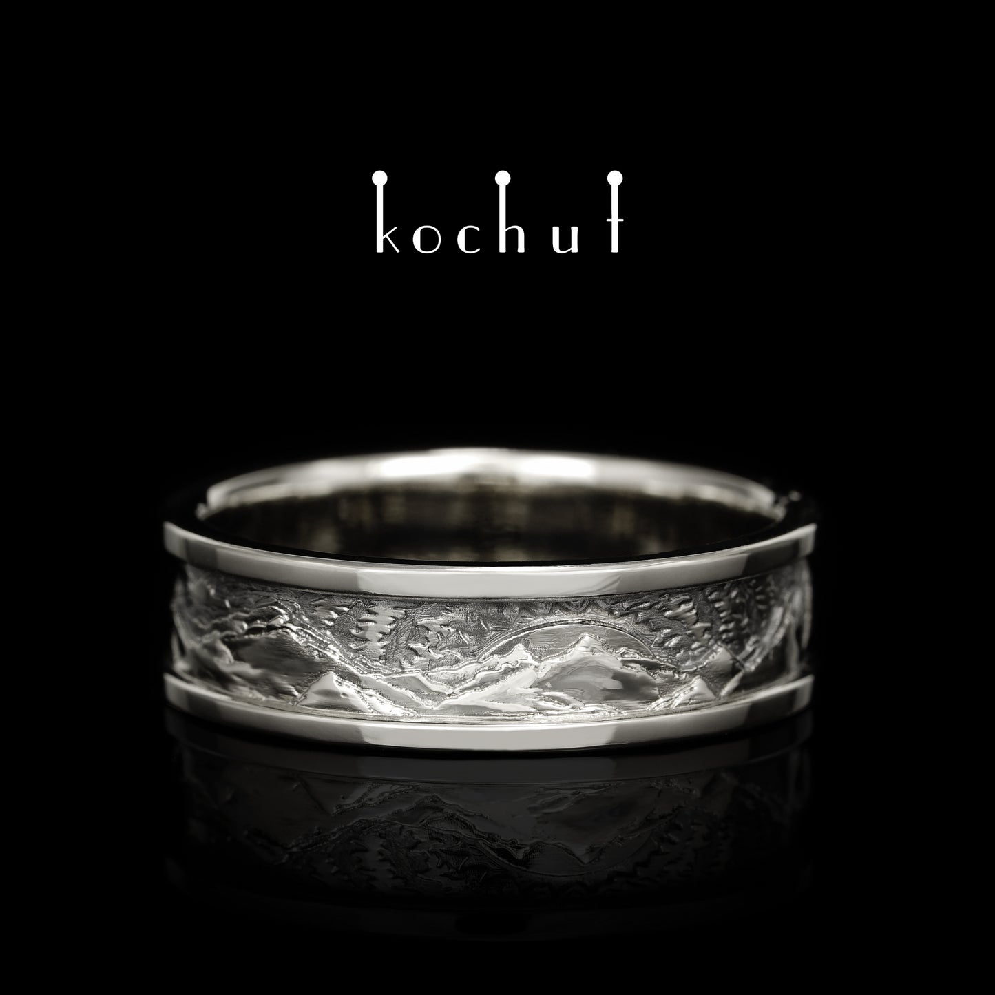 Höhen der Liebe: Sonne und Mond — Ehering aus oxidiertem Silber