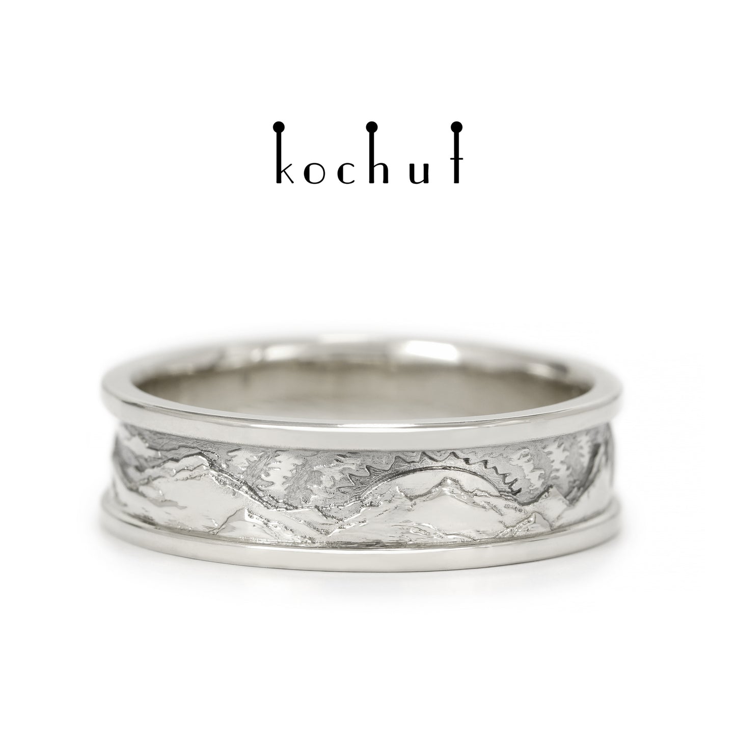 Höhen der Liebe: Sonne und Mond — Ehering aus oxidiertem Silber