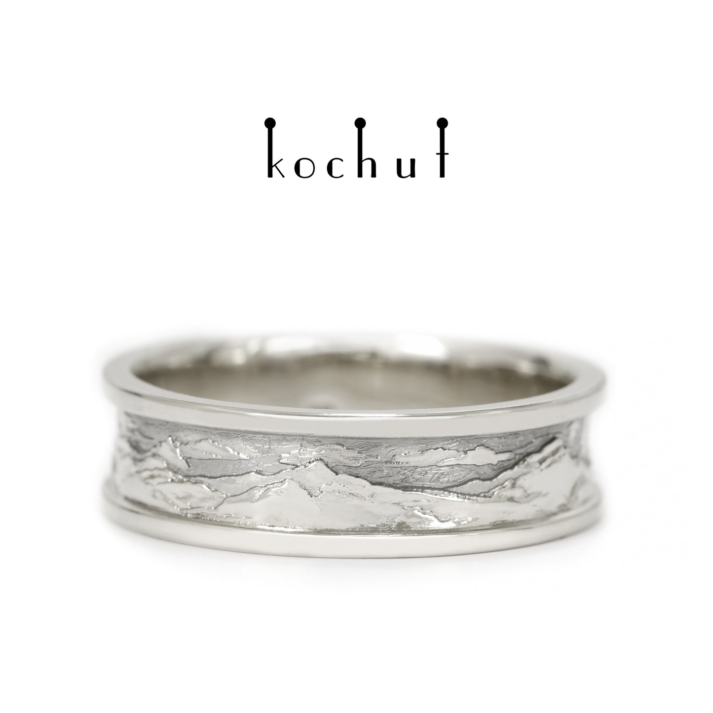 Höhen der Liebe: Sonne und Mond — Ehering aus oxidiertem Silber