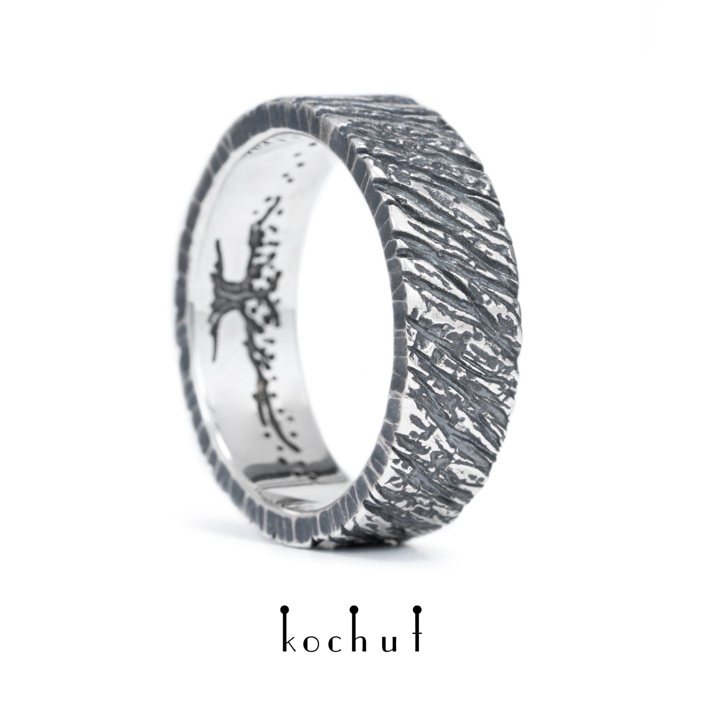 Baum des Lebens: Aschenrinde — Ehering aus oxidiertem Silber