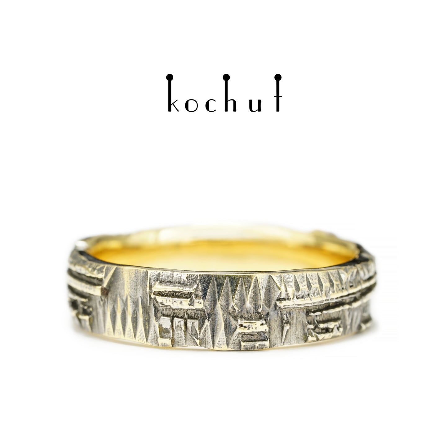 Liebe Code — Ehering aus Gelbgold mit schwarzem Rhodium