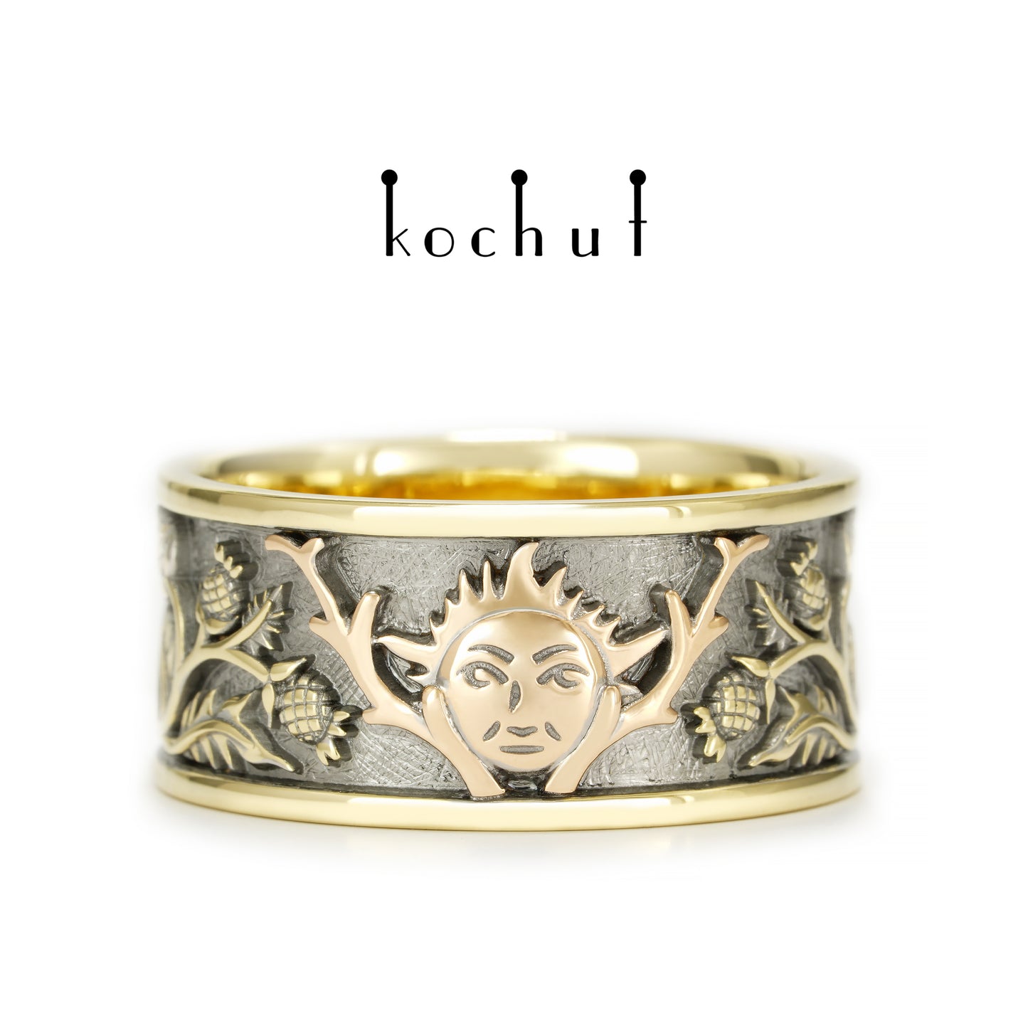 Alchemie der Liebe — Ehering aus Gelb- und Rotgold, überzogen mit schwarzem Rhodium