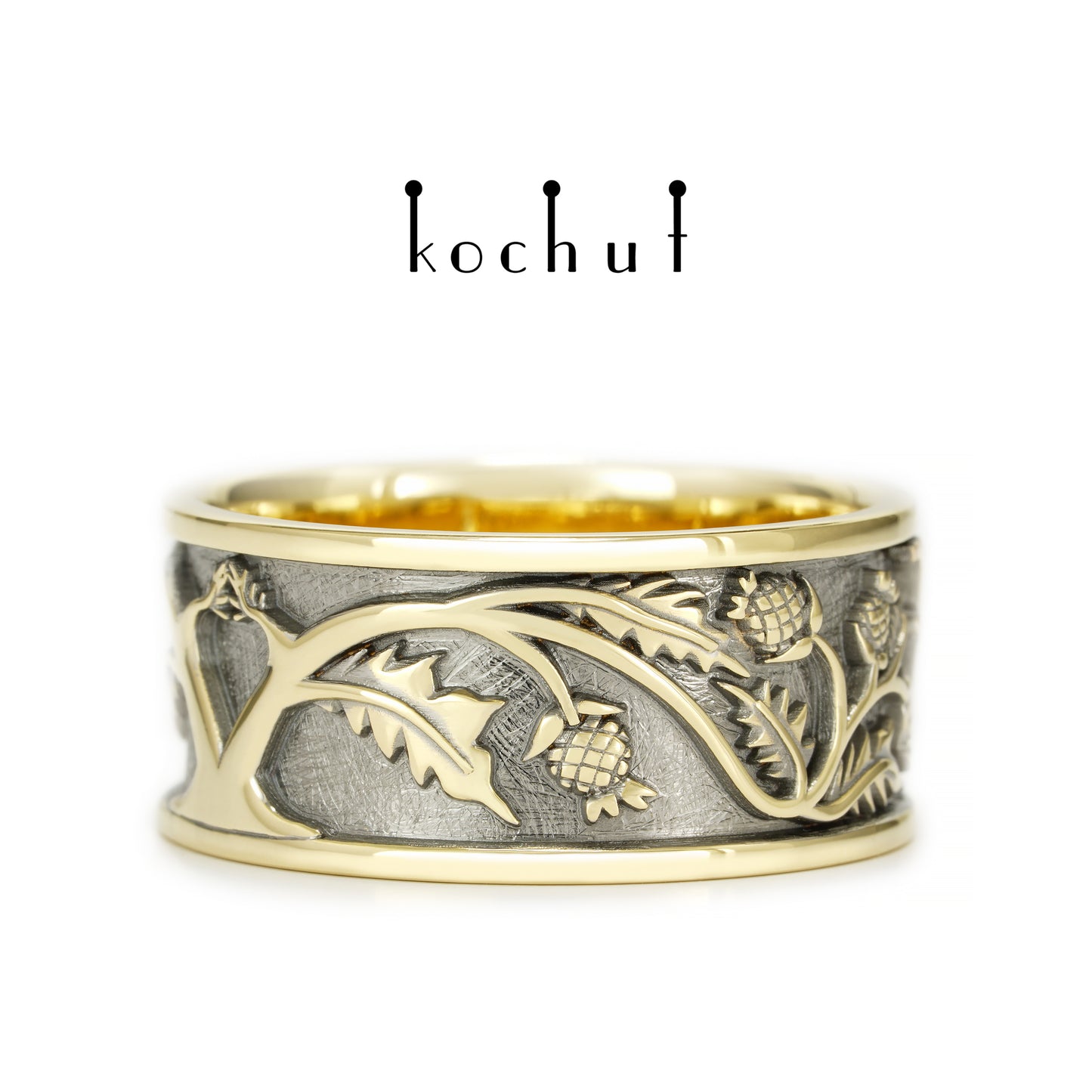 Alchemie der Liebe — Ehering aus Gelb- und Rotgold, überzogen mit schwarzem Rhodium