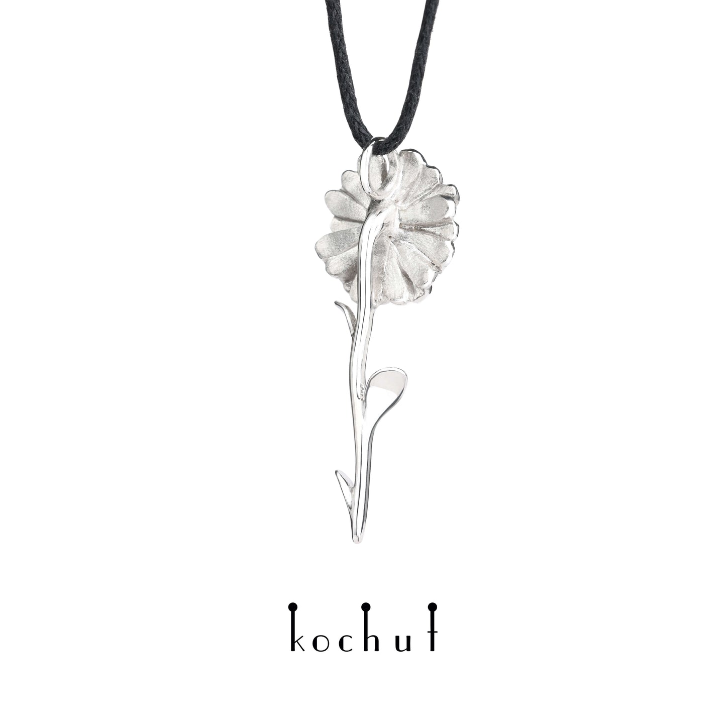 Kamille — Silberanhänger mit Chrysolith, beschichtet mit weißem Rhodium