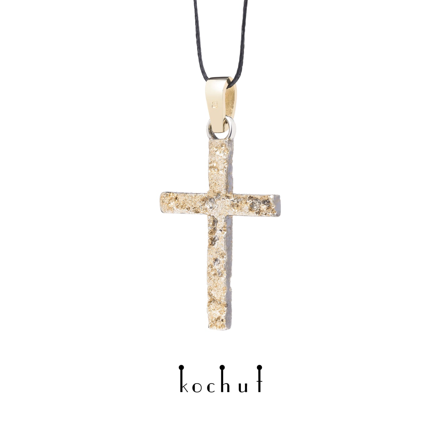 Leib und Seele — Kreuz aus oxidiertem Silber und Gelbgold