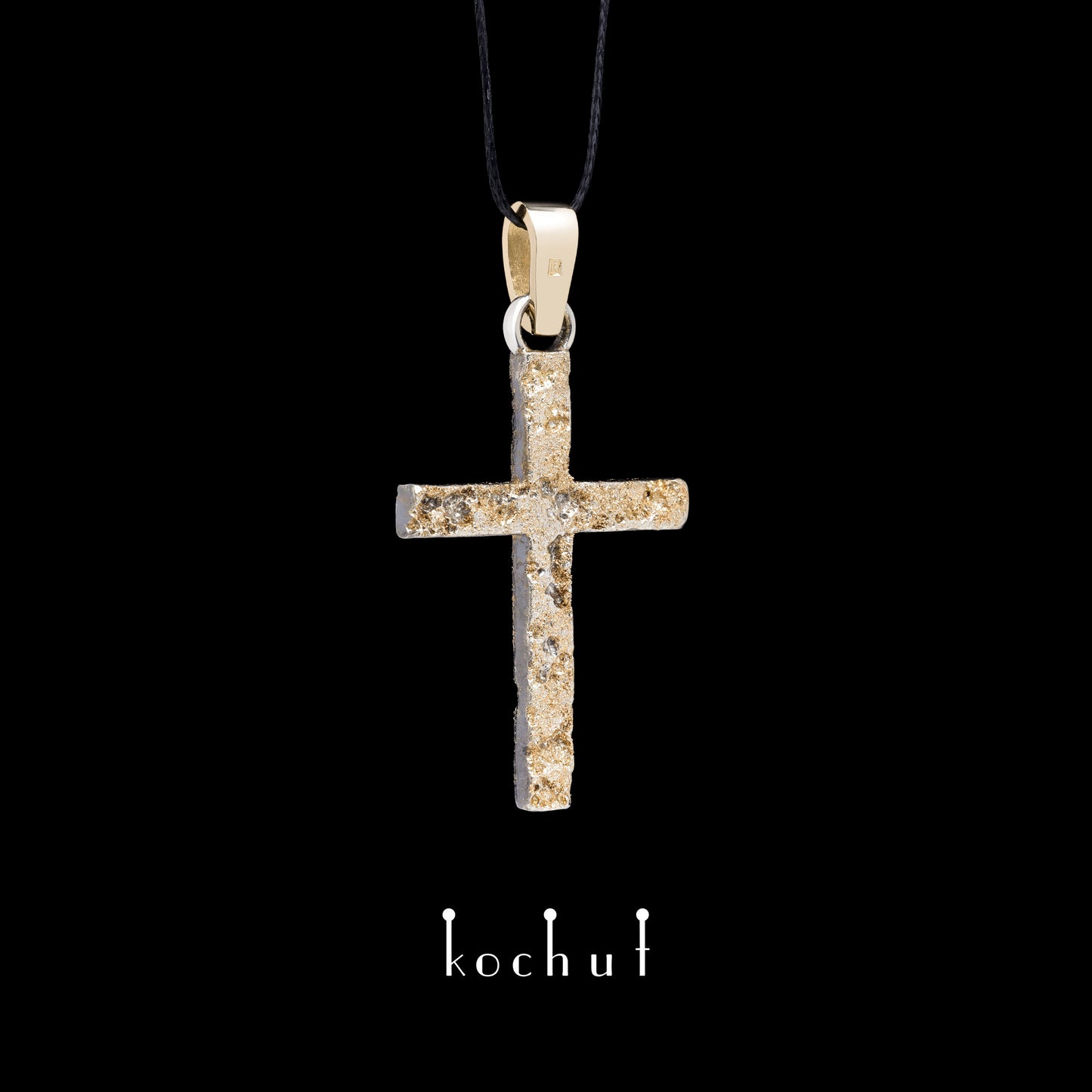 Leib und Seele — Kreuz aus oxidiertem Silber und Gelbgold