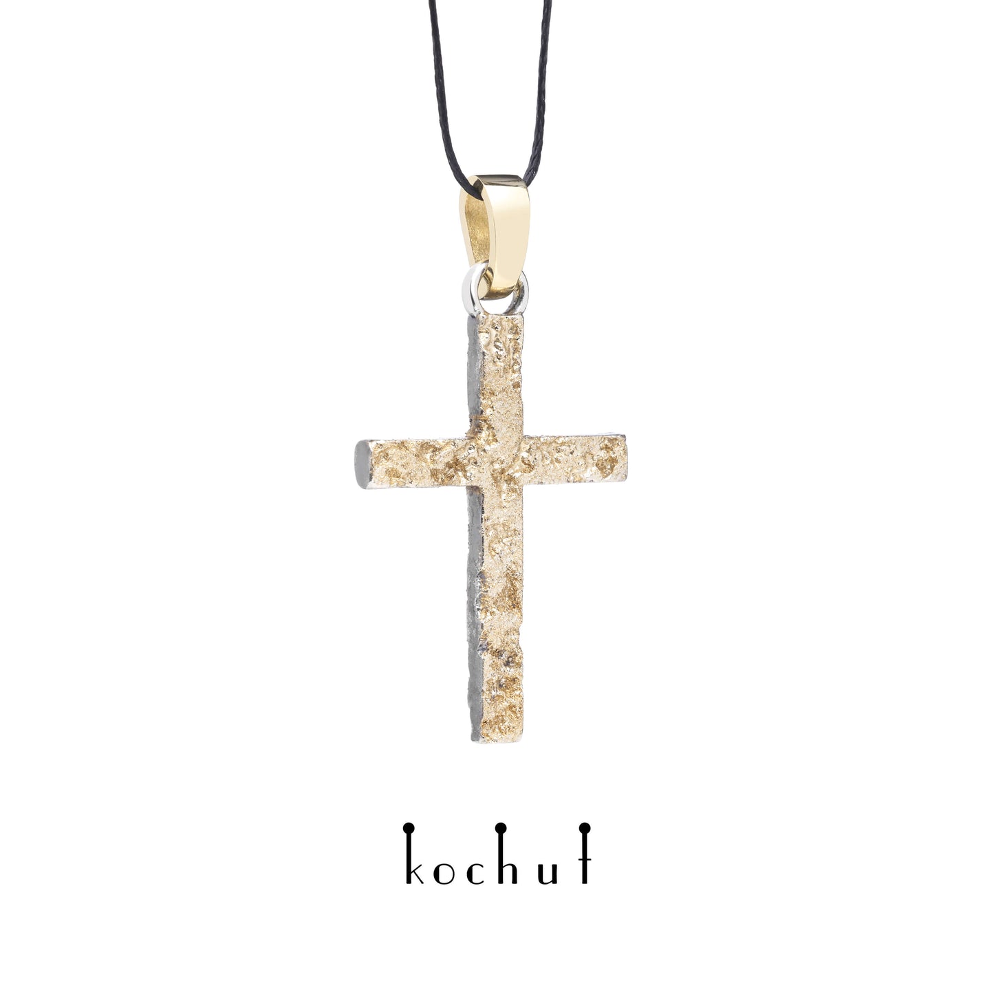Leib und Seele — Kreuz aus oxidiertem Silber und Gelbgold