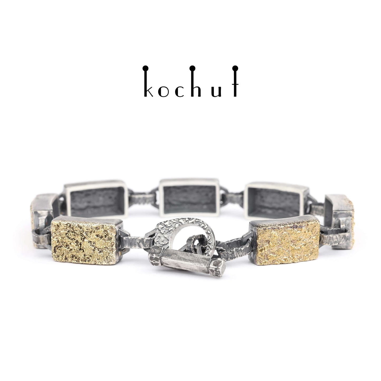 Leib und Seele: Fundament — Armband aus oxidiertem Silber und Gelbgold