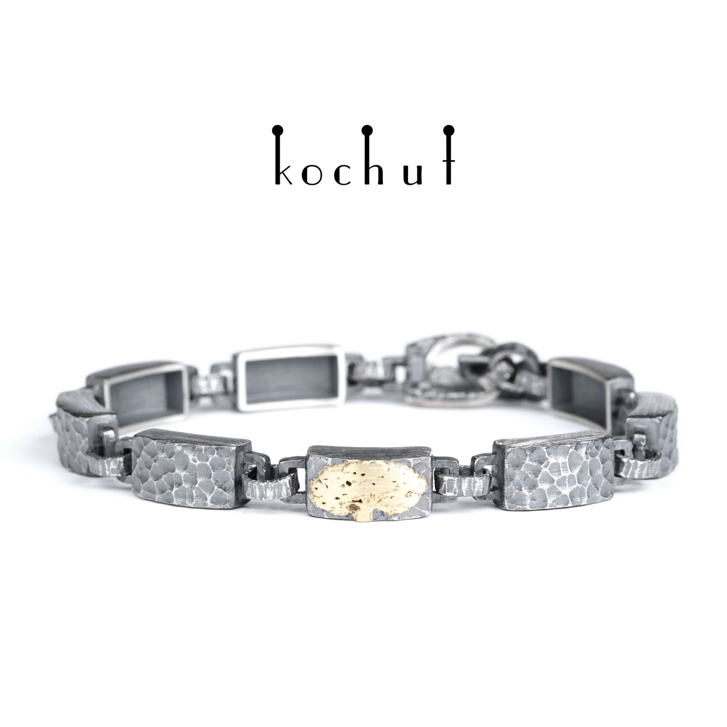 Baum des Lebens — Armband aus oxidiertem Silber und Gelbgold