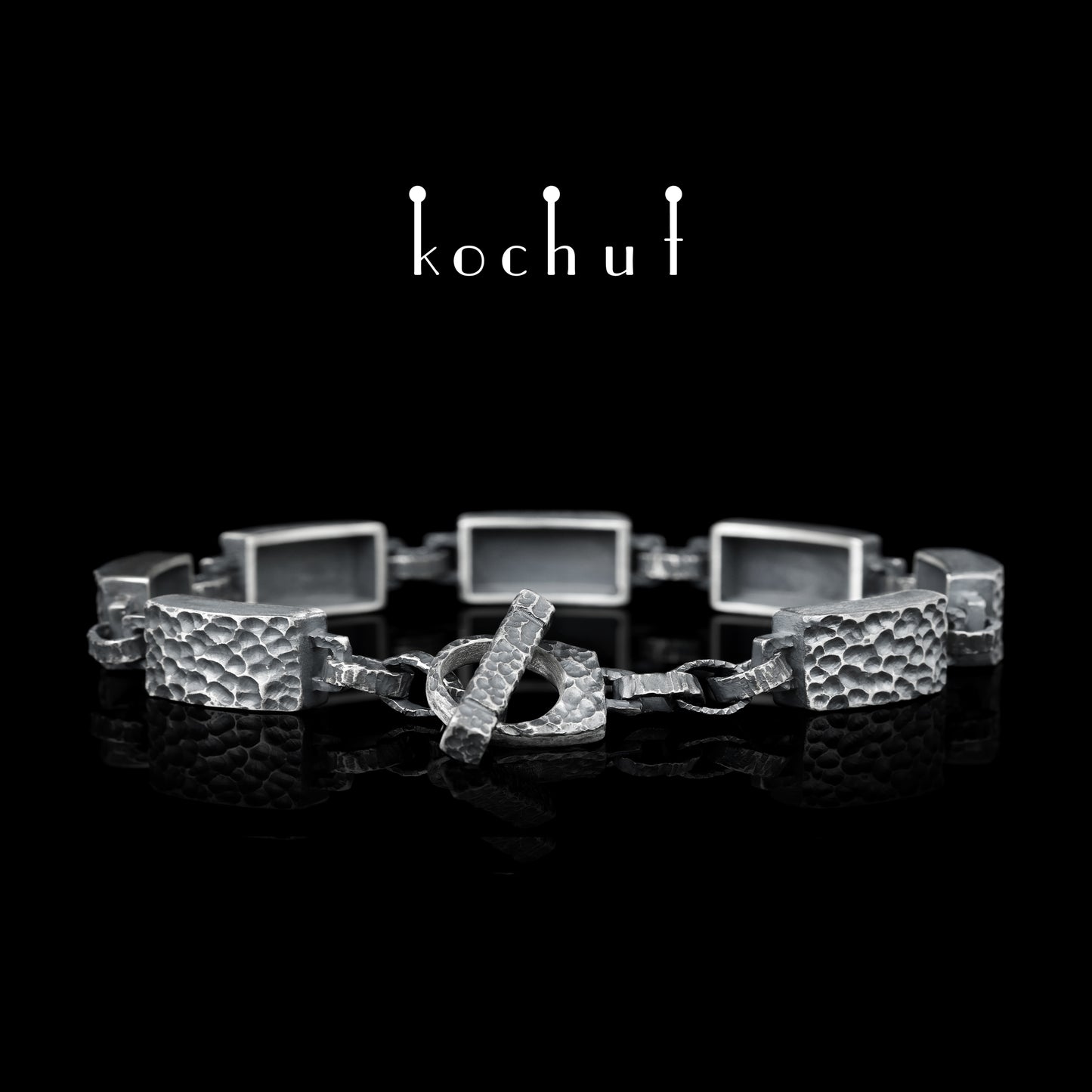 Baum des Lebens — Armband aus oxidiertem Silber und Gelbgold