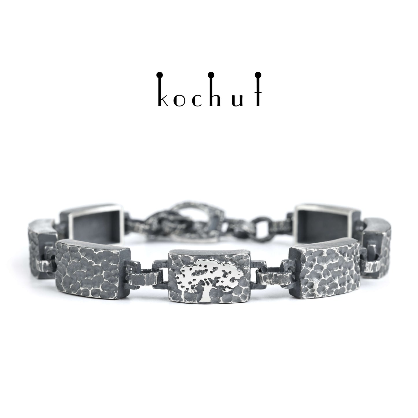 Baum des Lebens — breites Armband aus oxidiertem Silber