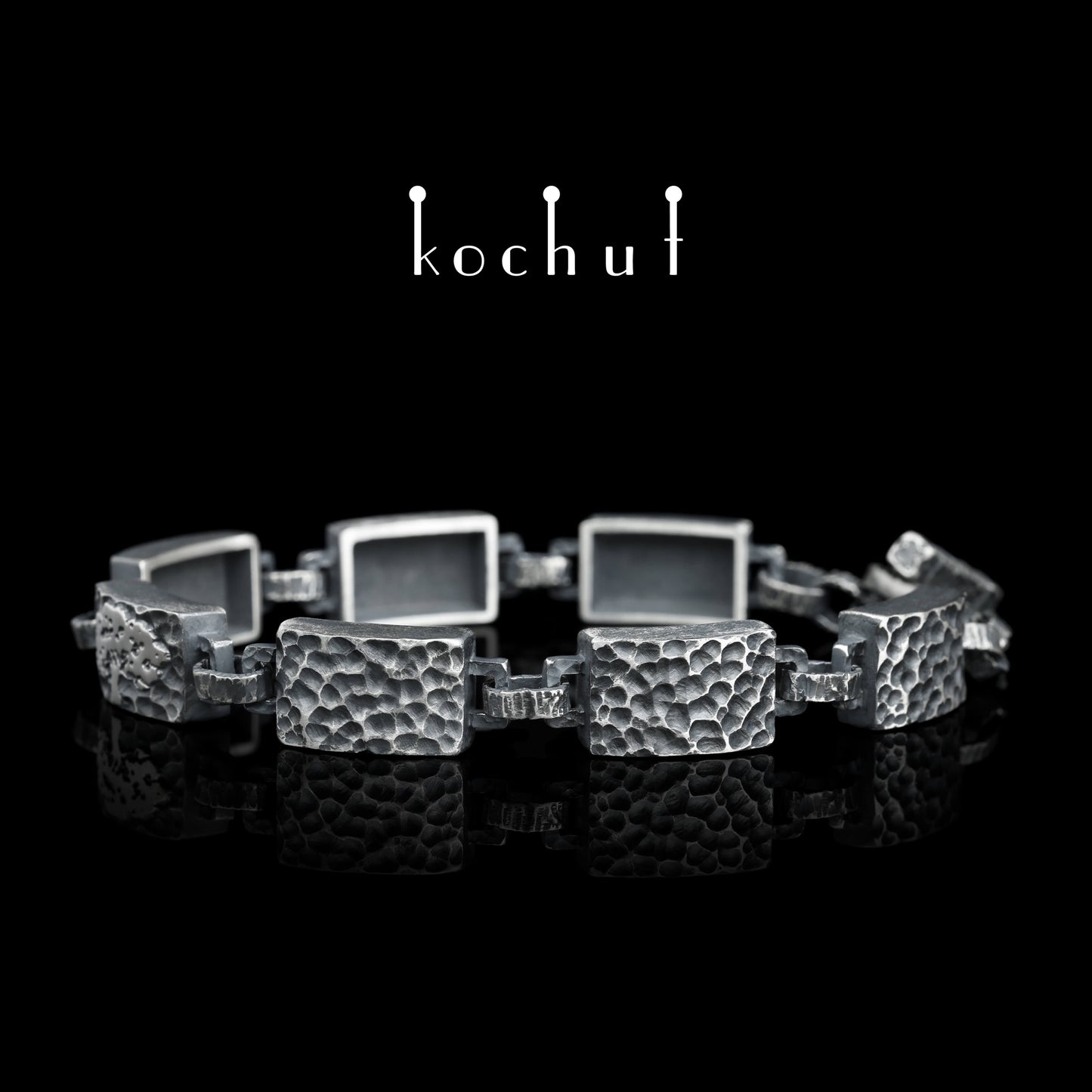 Baum des Lebens — breites Armband aus oxidiertem Silber