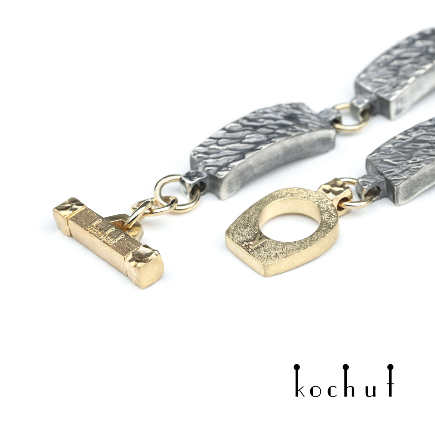 Wellen der Ruhe — Armband aus oxidiertem Silber und Gelbgold