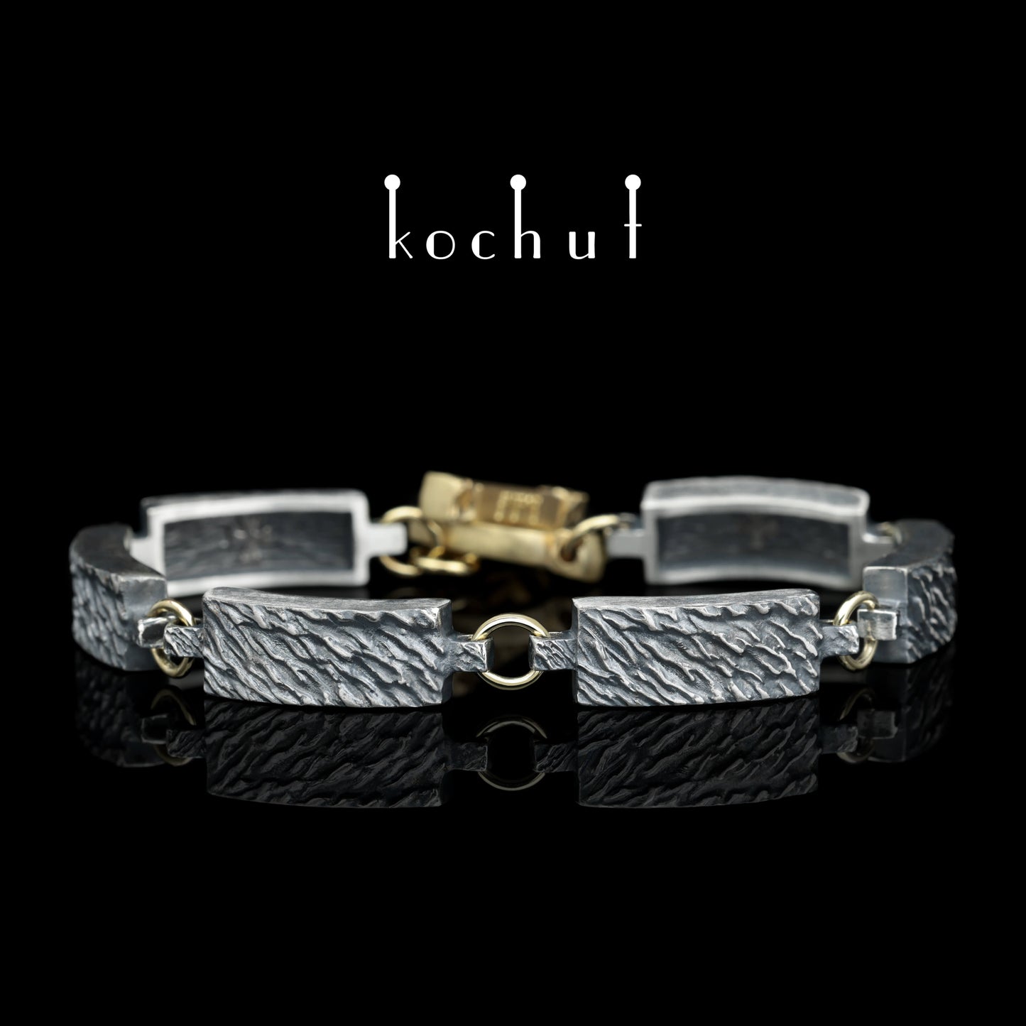 Wellen der Ruhe — Armband aus oxidiertem Silber und Gelbgold