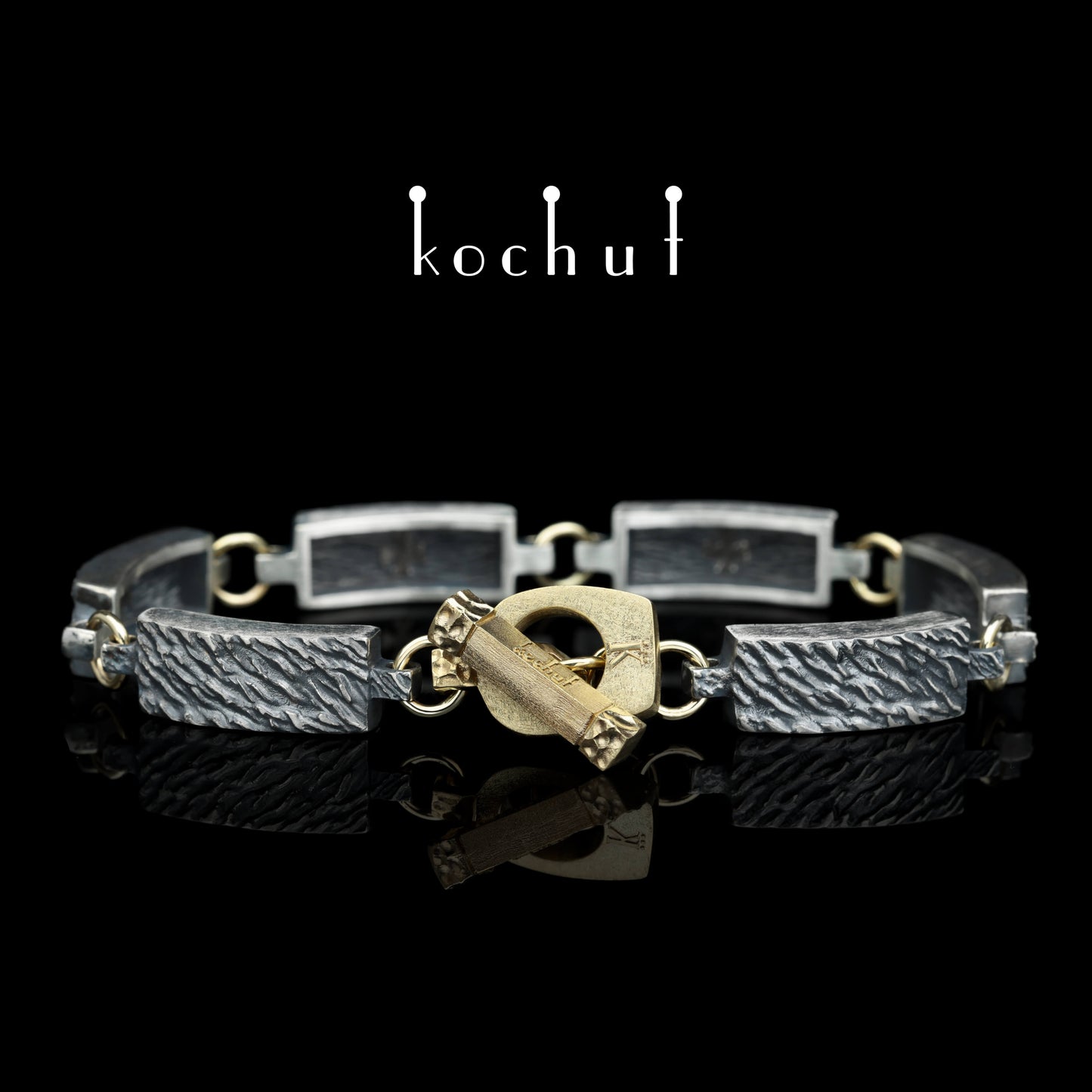 Wellen der Ruhe — Armband aus oxidiertem Silber und Gelbgold