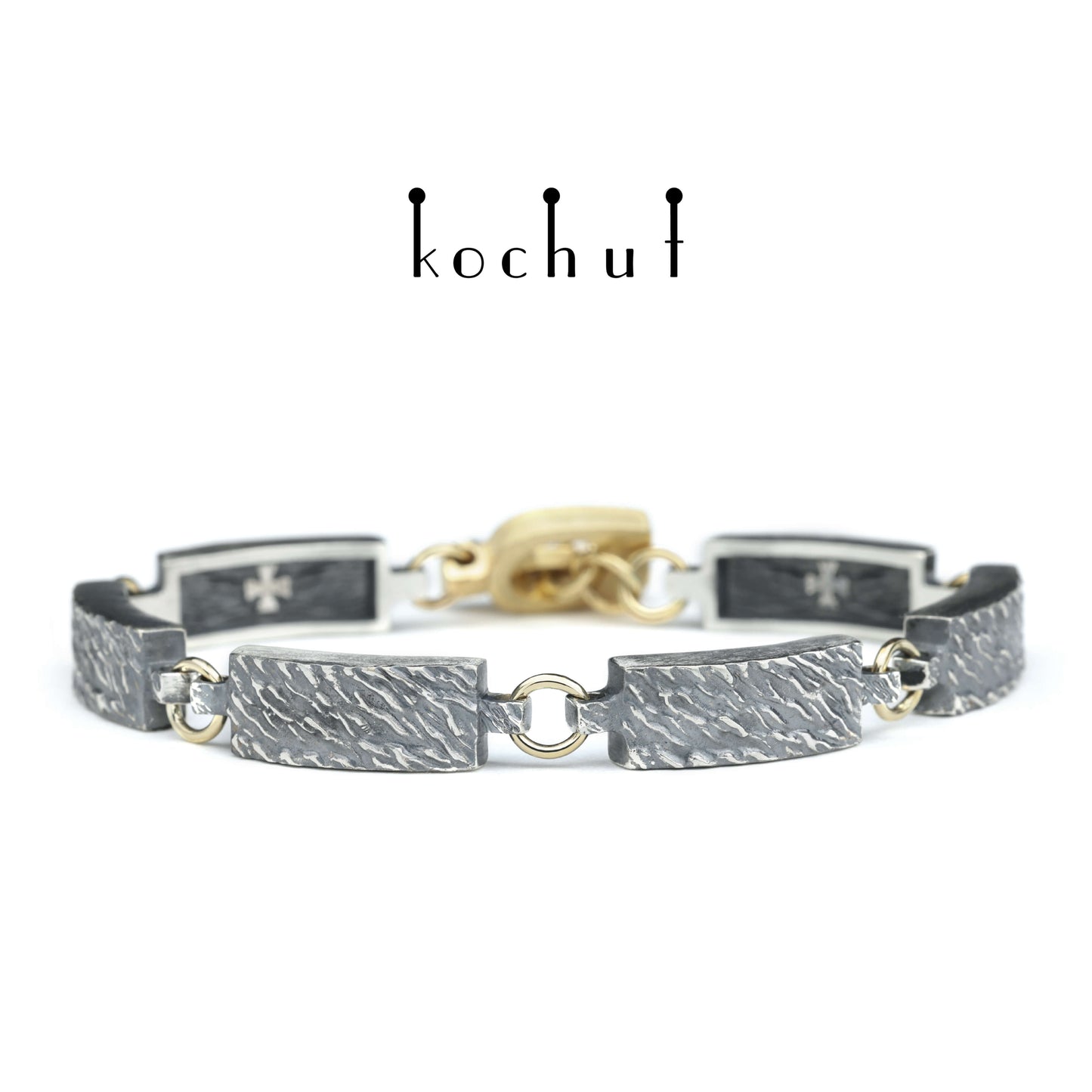 Wellen der Ruhe — Armband aus oxidiertem Silber und Gelbgold