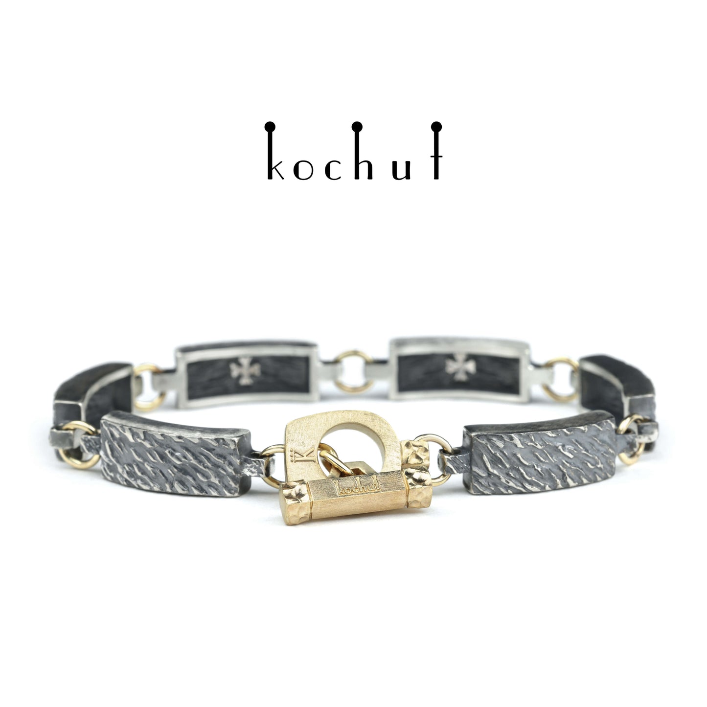 Wellen der Ruhe — Armband aus oxidiertem Silber und Gelbgold