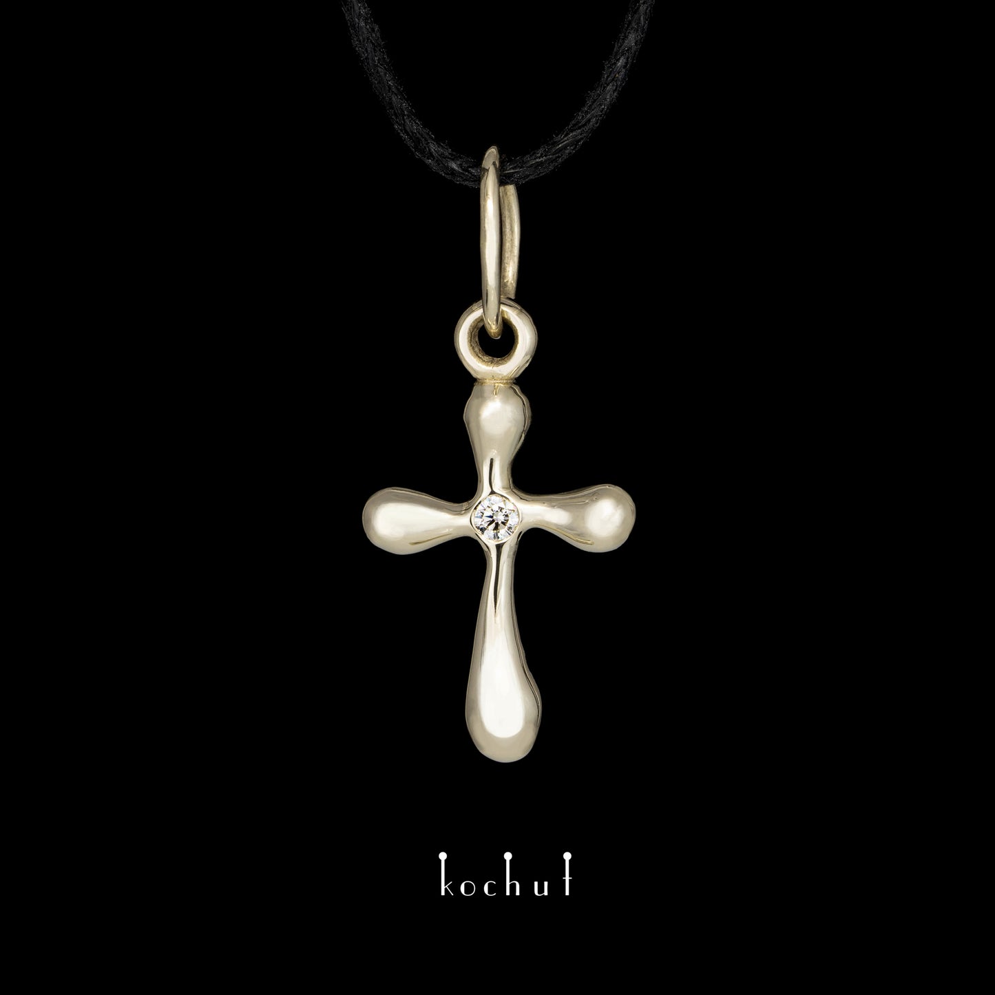 Tau des Liebes — Kreuz aus Weißgold mit Diamant