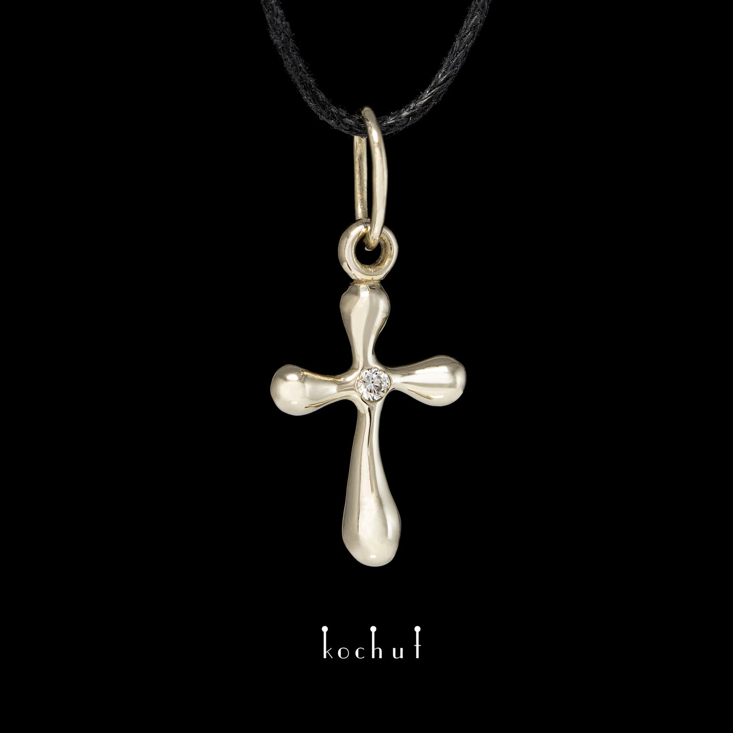 Tau des Liebes — Kreuz aus Weißgold mit Diamant