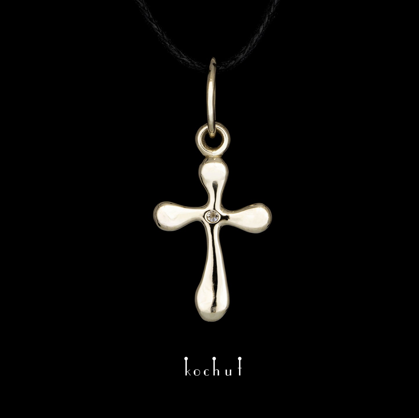 Tau des Liebes — Kreuz aus Weißgold mit Diamant