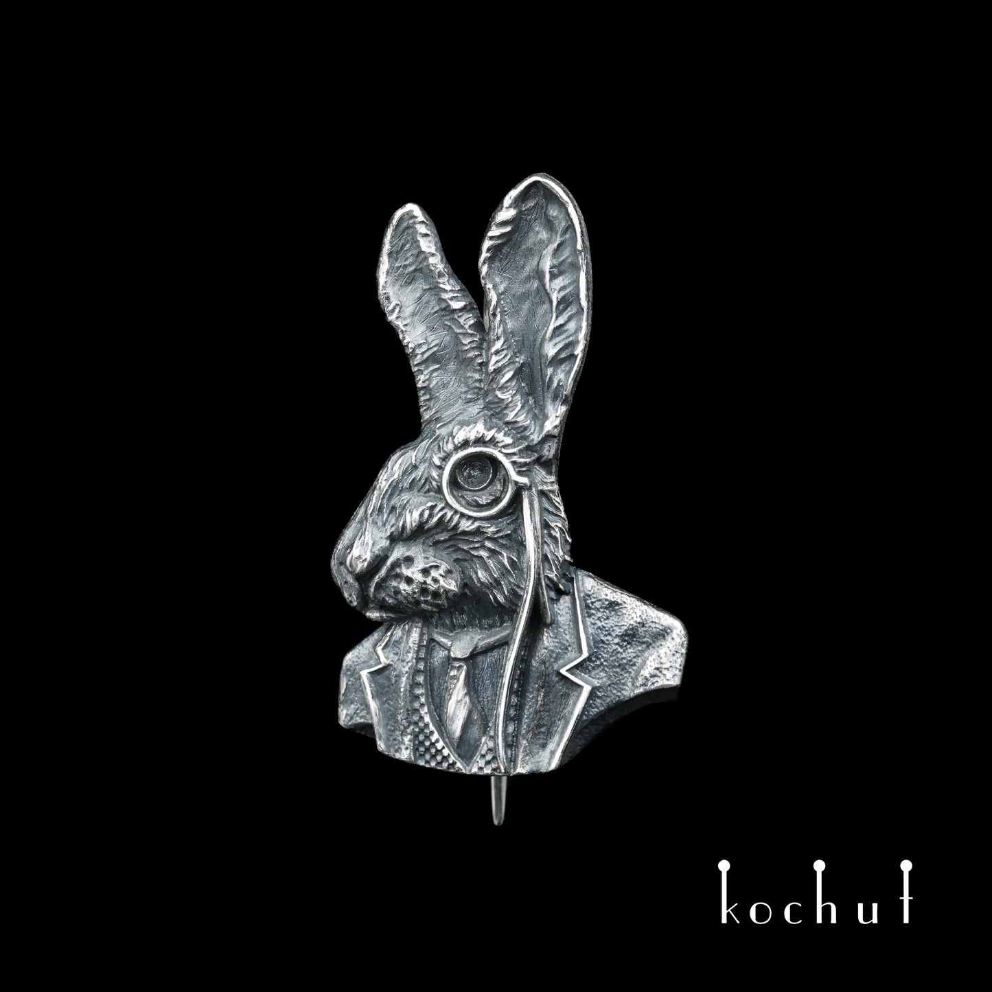 Hase — Brosche aus oxidiertem Silber