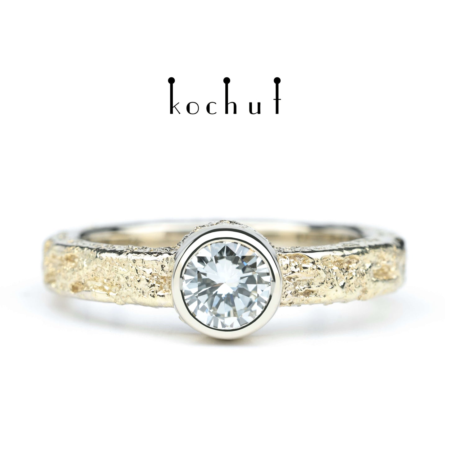 Leib und Seele — Verlobungsring aus Weiß- und Gelbgold mit Diamant