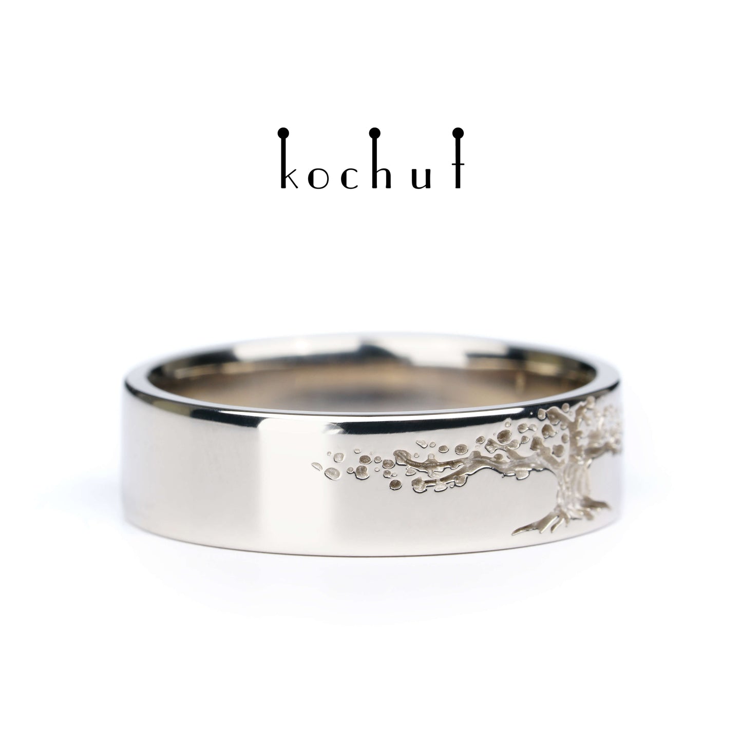Baum des Lebens — Ehering aus Palladium-Gold