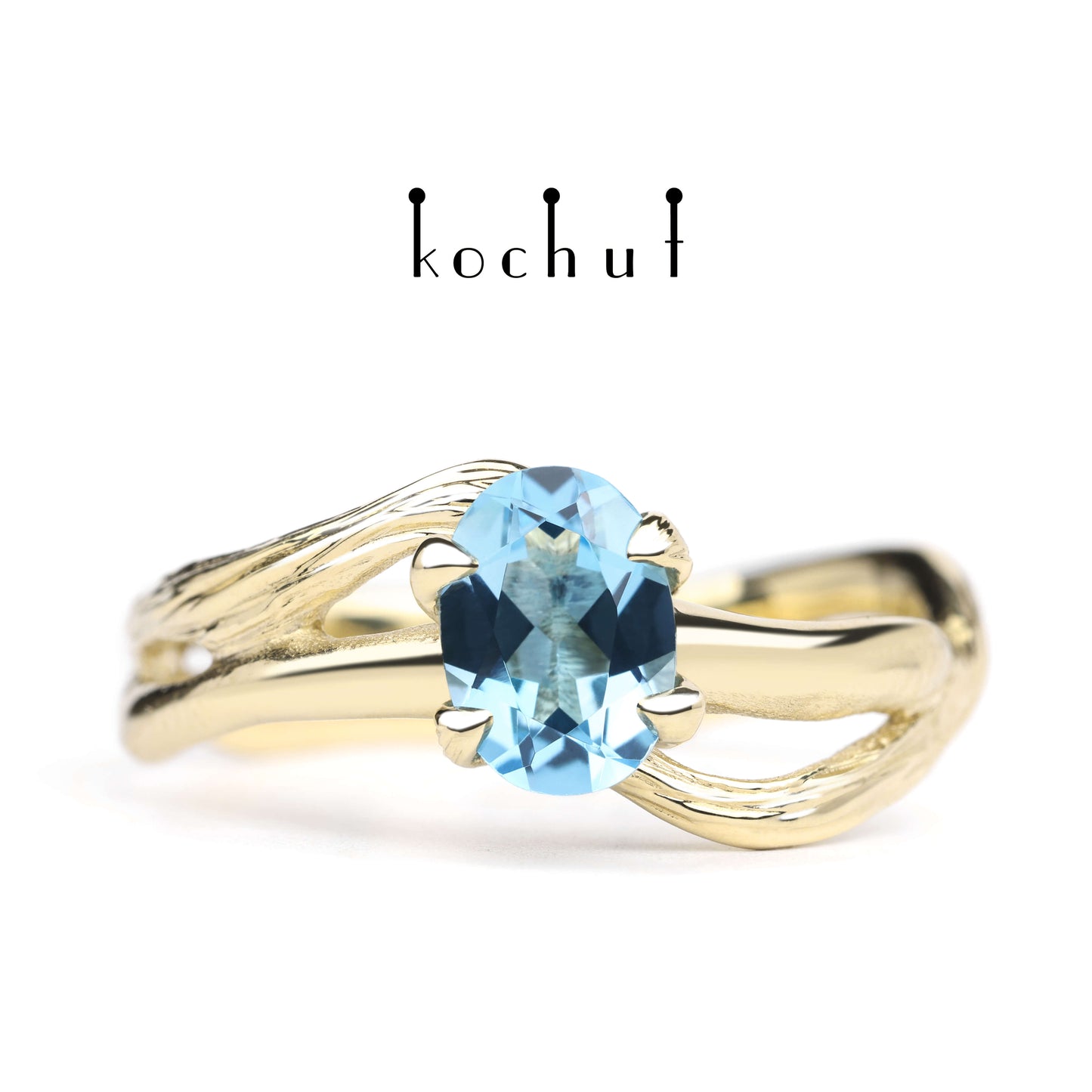 Lignum — Verlobungsring aus Gelbgold mit Topas