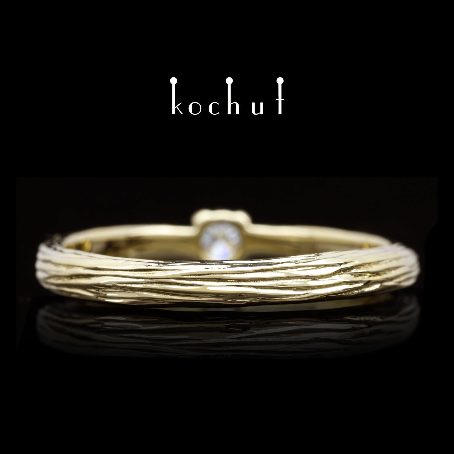 Zartes Zweig — Gelbgold-Verlobungsring mit Diamant