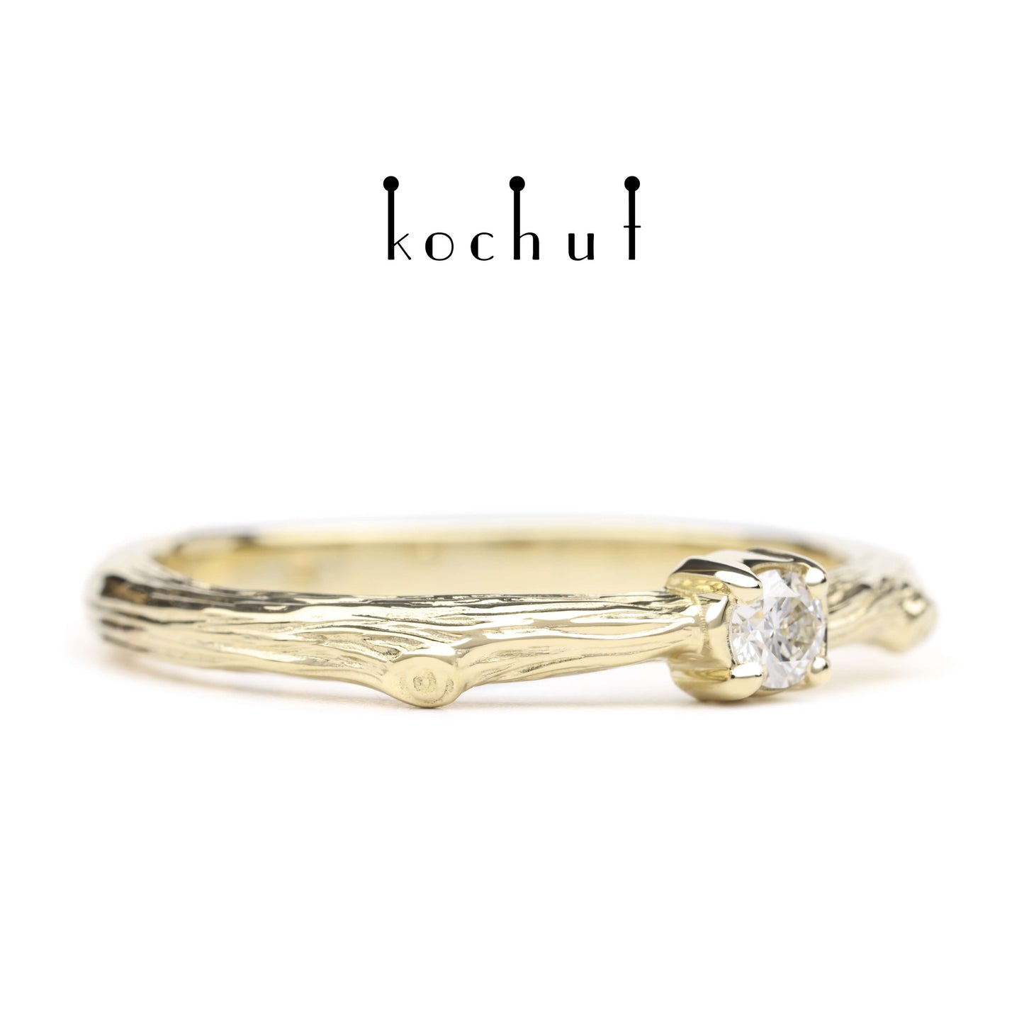 Zartes Zweig — Gelbgold-Verlobungsring mit Diamant
