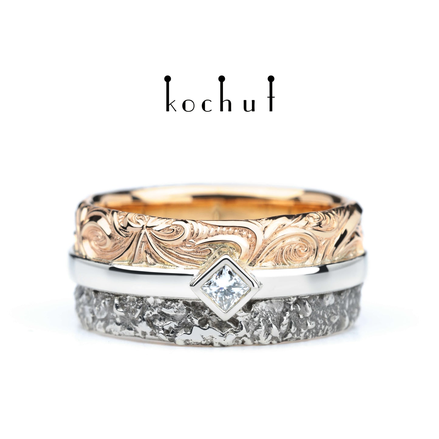 In Freude und Leid — Ehering aus Rotgold und Silber, überzogen mit schwarzem Rhodium