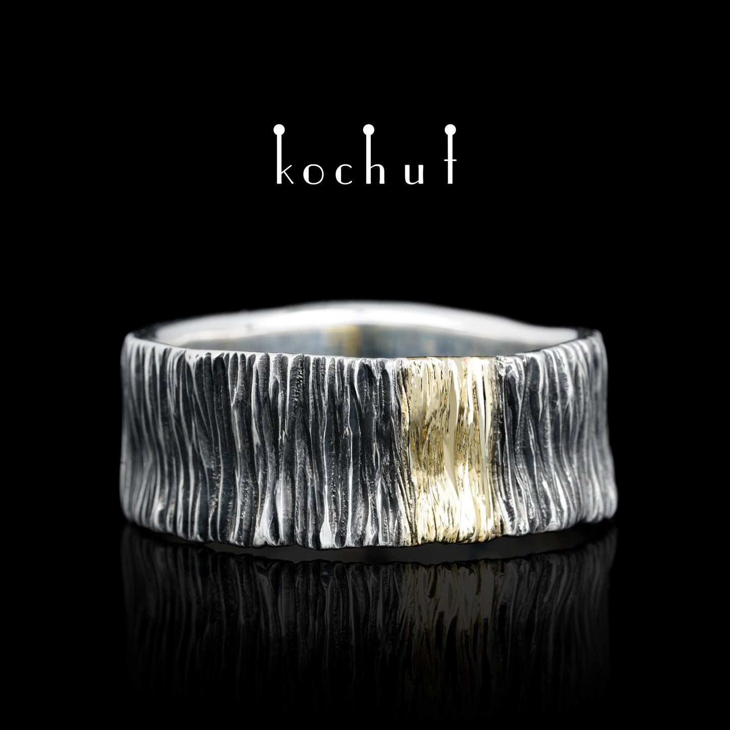Lichtzeichen — Ring aus oxidiertem Silber und Gelbgold